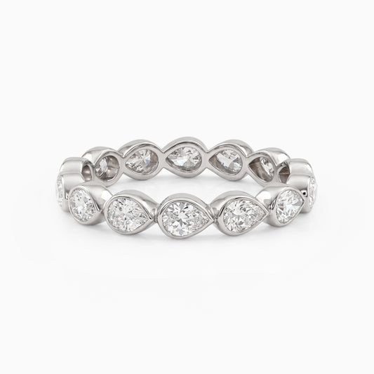 Bezel Set Pear Cut Lab Diamond Full Eternity Wedding Band