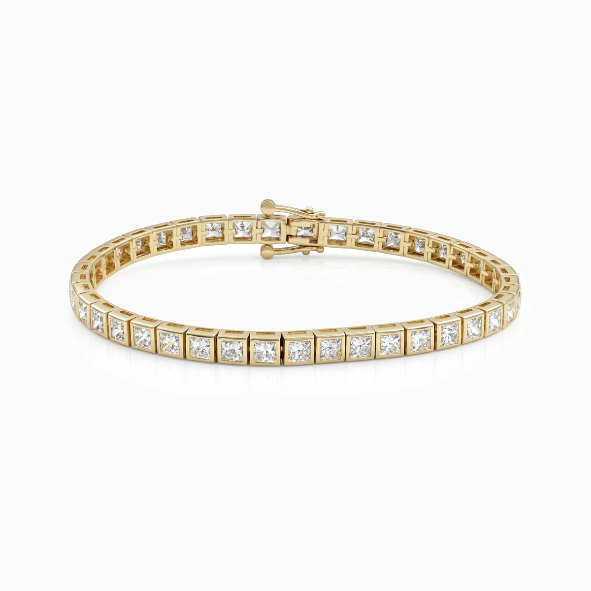 Bezel Set Princess Cut Diamond Tennis Bracelet Bracelet
