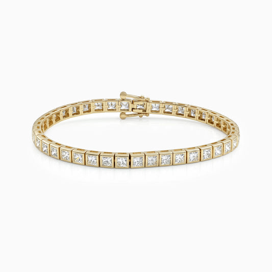 Bezel Set Princess Cut Diamond Tennis Bracelet Bracelet