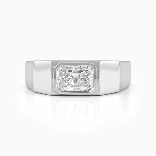 Bezel Set Radiant Cut Lab Diamond Men's Ring Band