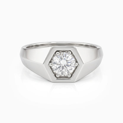 Bezel Set Round  Cut Lab Diamond Men's Ring