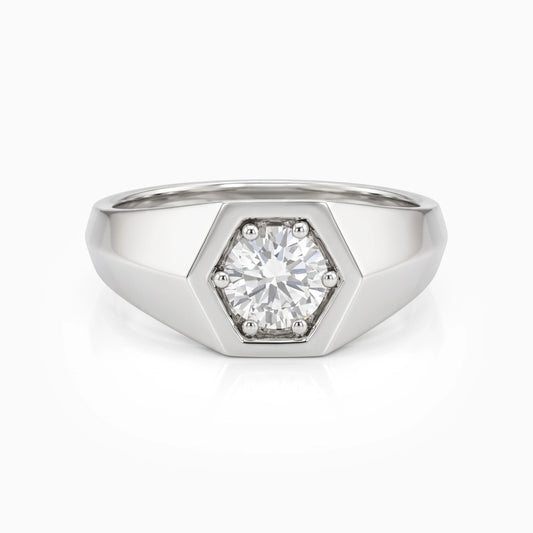 Bezel Set Round  Cut Lab Diamond Men's Ring