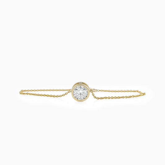 Bezel Set Round Cut Lab Diamond Chain Bracelet