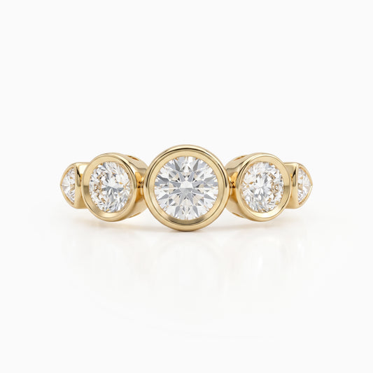 Bezel Set Round Cut Lab Diamond Five Stone Ring Ring