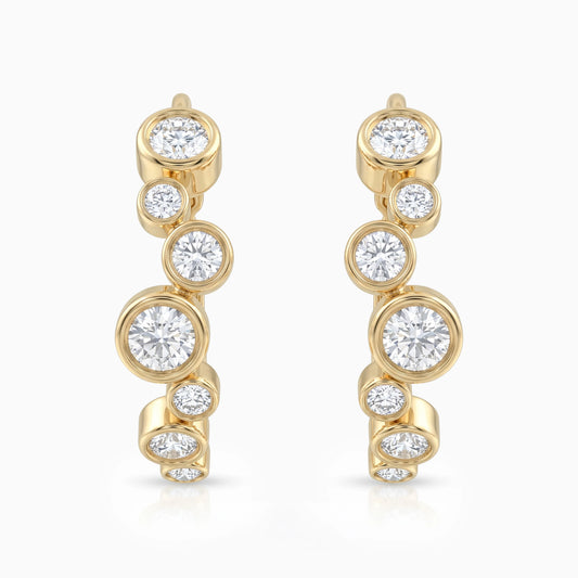 Bezel Set Round Diamond Hoop Earrings