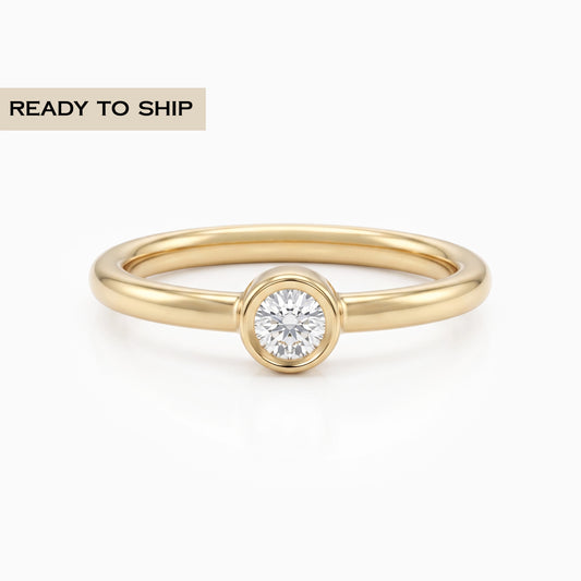 Bezel Set Round Diamond Solitaire Engagement Ring