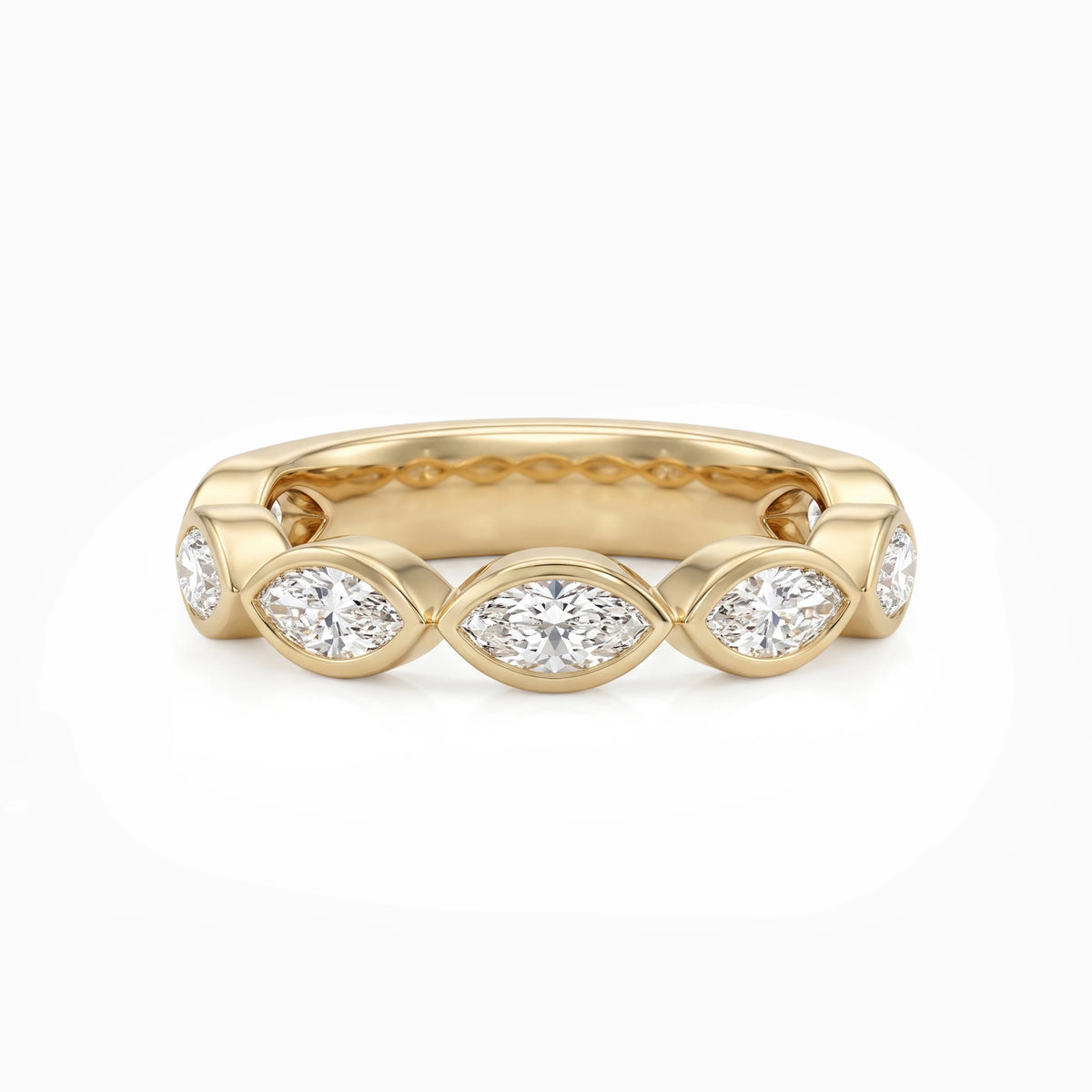 Bezel Set Seven Stone Marquise Diamond Wedding Band Ring
