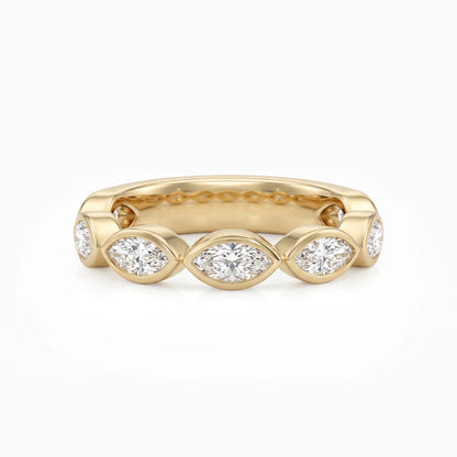 Bezel Set Seven Stone Marquise Diamond Wedding Band Ring
