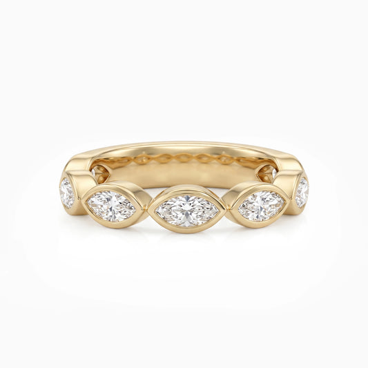 Bezel Set Seven Stone Marquise Diamond Wedding Band Ring
