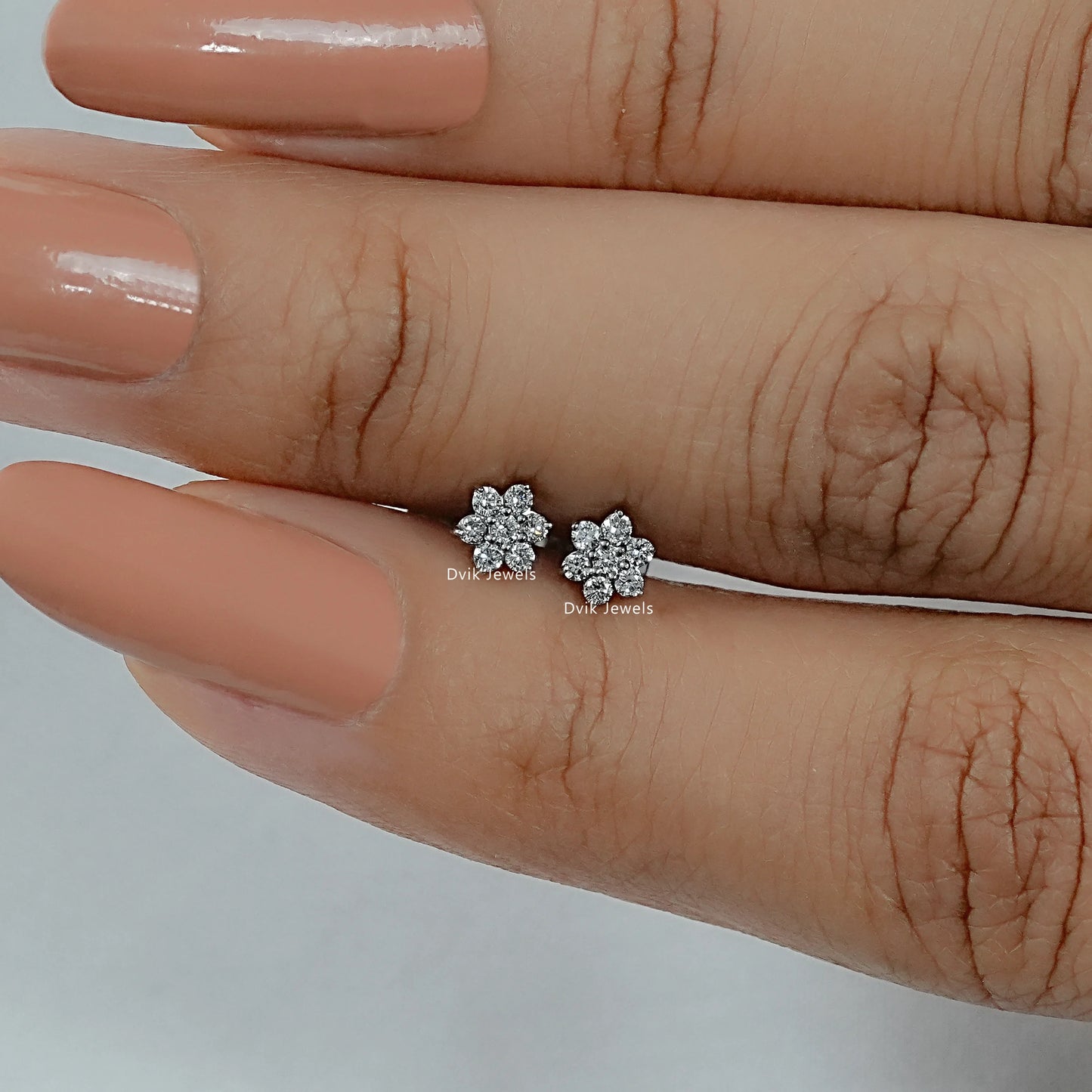 Round Cut Lab Diamond Blossom Cluster Stud Earrings Earrings