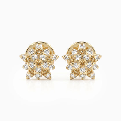 Blooming Flower Round Cut Lab Diamond Stud Earrings