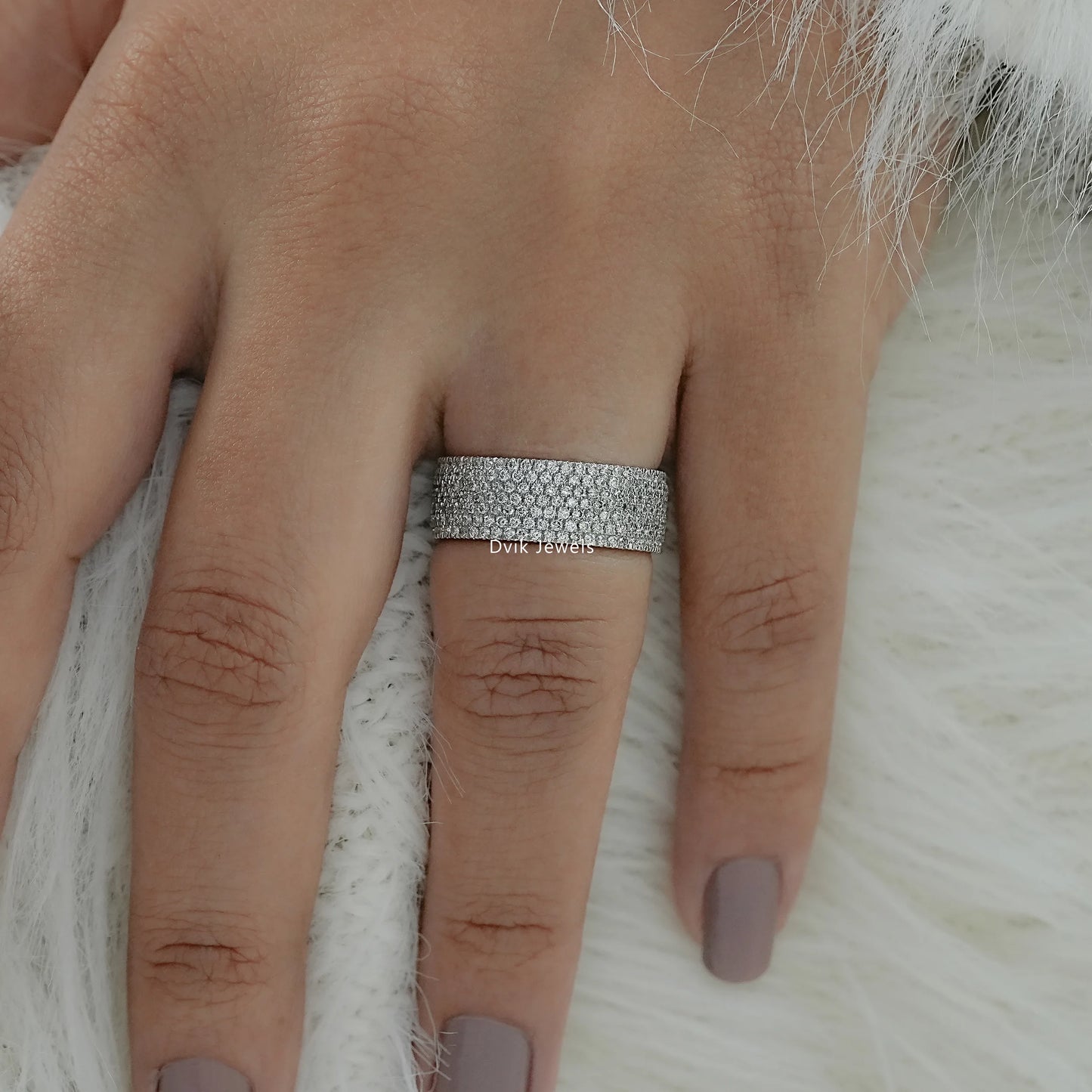 Multi Row Pavé Lab Diamond Wide Band