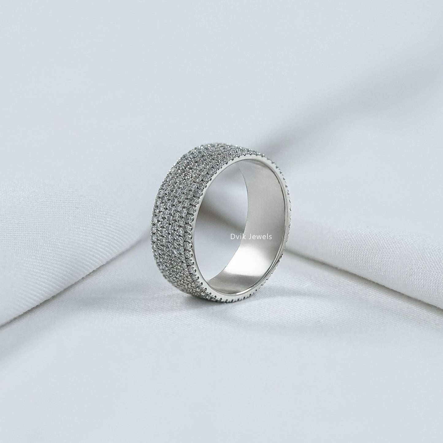 Multi Row Pavé Lab Diamond Wide Band