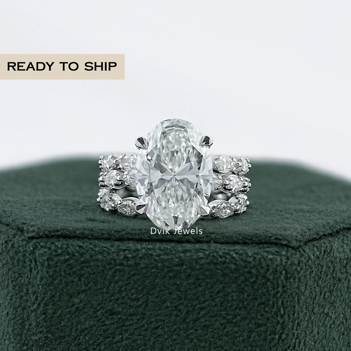 Oval And Marquise Diamond Ring Set