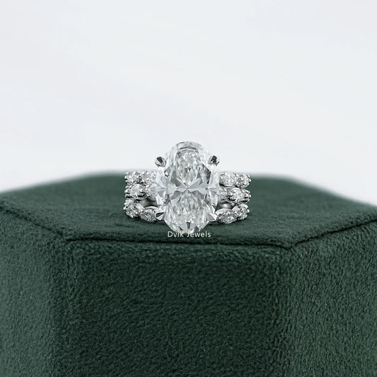 Oval And Marquise Diamond Bridal Ring Set