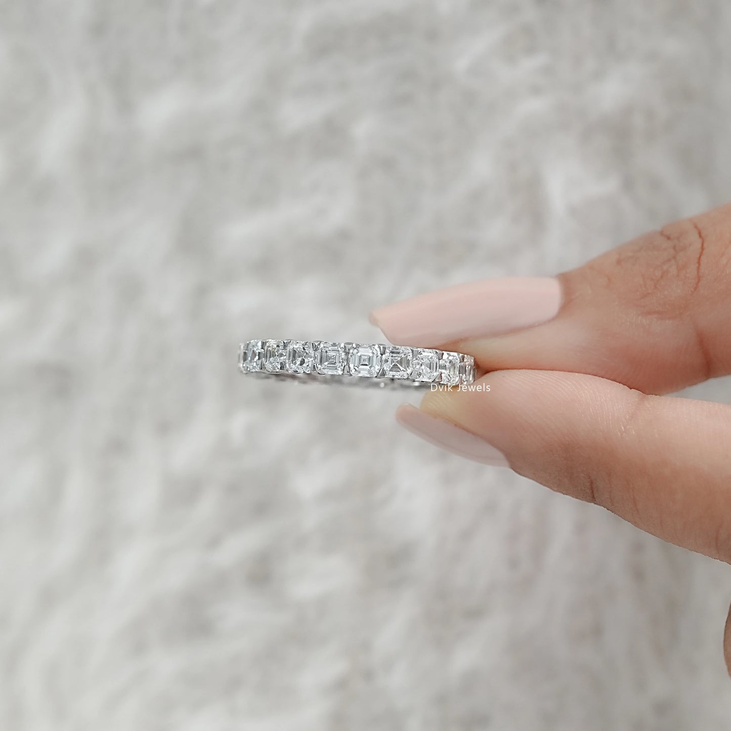 Asscher Cut Diamond Full Eternity Wedding Band