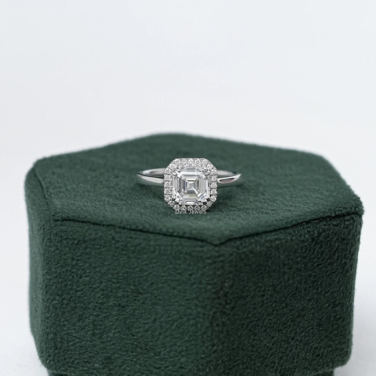 Asscher Cut Halo Diamond Engagement Ring