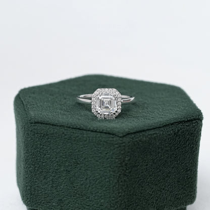 Asscher Cut Halo Diamond Engagement Ring