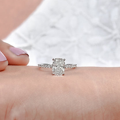 Lab Diamond Cushion Cut Solitaire Accent Ring