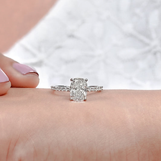 Lab Diamond Cushion Cut Solitaire Accent Ring