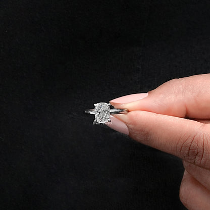 Elongated Cushion Cut Lab Grown Diamond Solitaire Ring