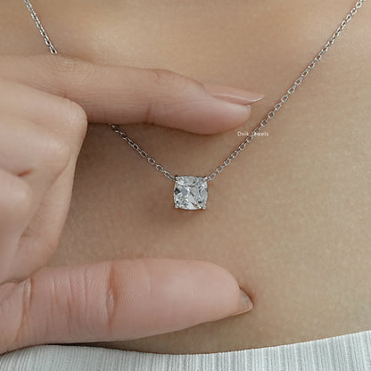 Square Old Mine Cushion Cut Lab Diamond Solitaire Pendant Pendant