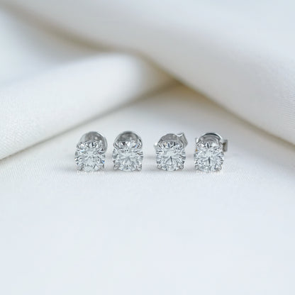 1.00 TCW & 2.00 TCW Round Lab Grown Diamond Stud Earrings
