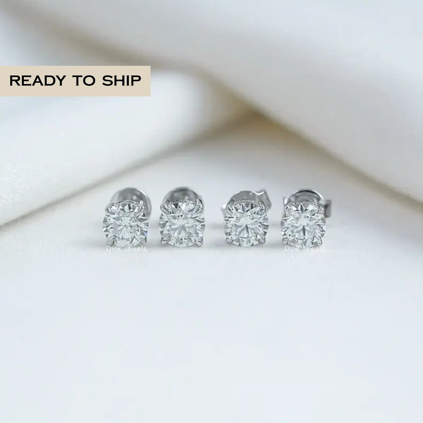 1.00 TCW & 2.00 TCW Round Lab Grown Diamond Stud Earrings