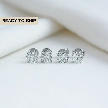 1.00 TCW & 2.00 TCW Round Lab Grown Diamond Stud Earrings