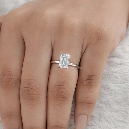 Emerald Cut Solitaire Diamond Engagement Ring