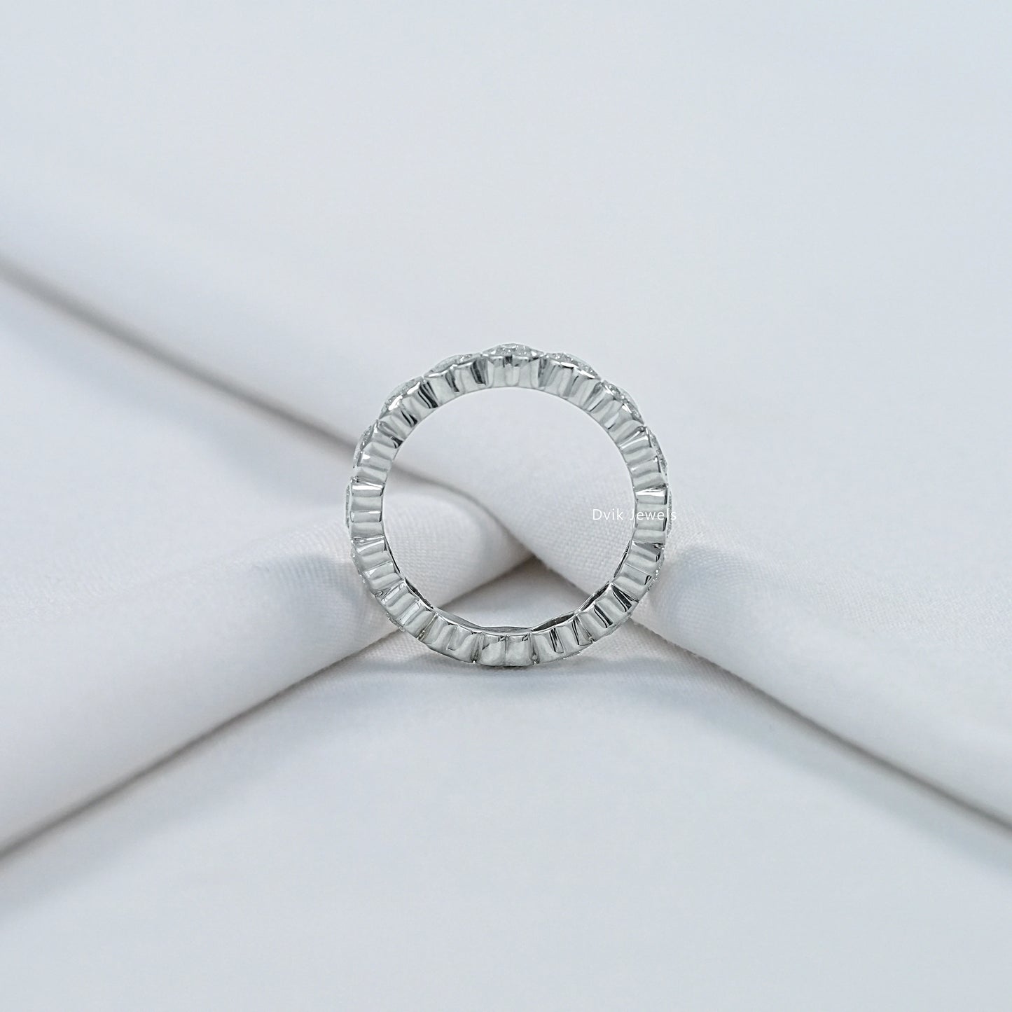 Heart Cut Bezel Set Lab Diamond Full Eternity Band