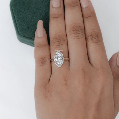 Classic Marquise Cut Halo Diamond Engagement Ring