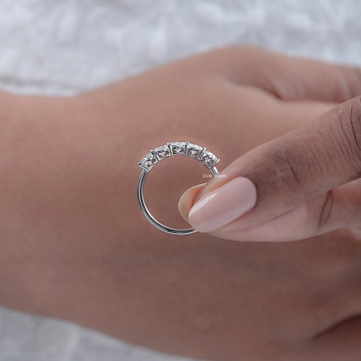 Brilliant Oval Cut Lab Diamond Wedding Band