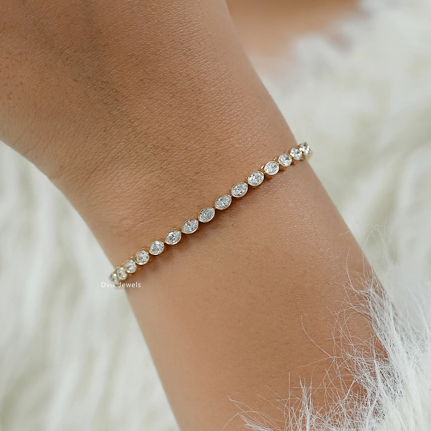 Oval Cut Diamond  Bezel Set Tennis Bracelet