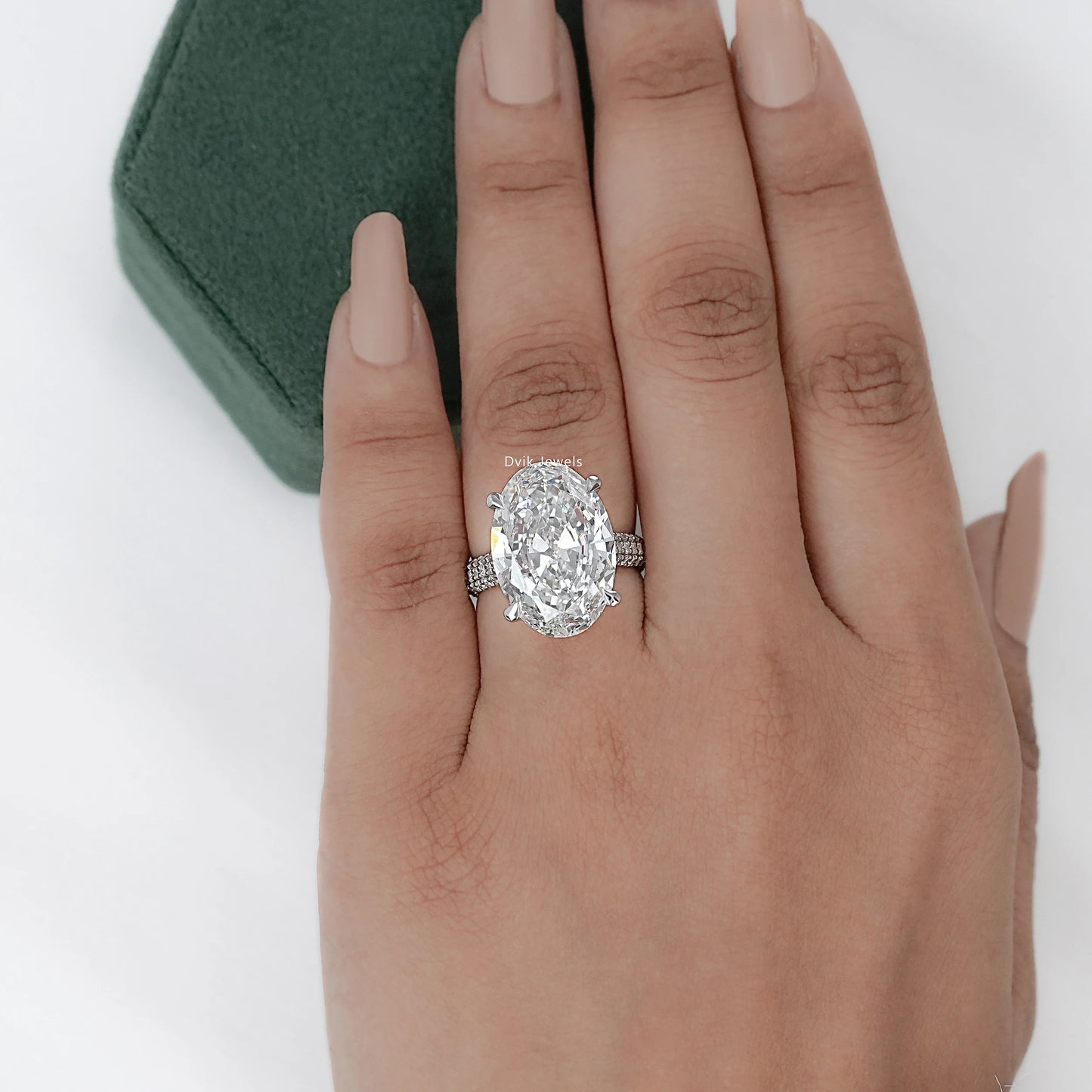 Classic Hidden Halo Oval Cut Diamond Ring