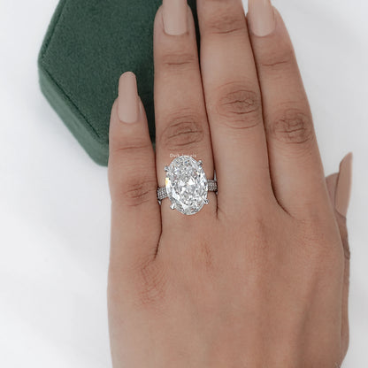 Classic Hidden Halo Oval Cut Diamond Ring