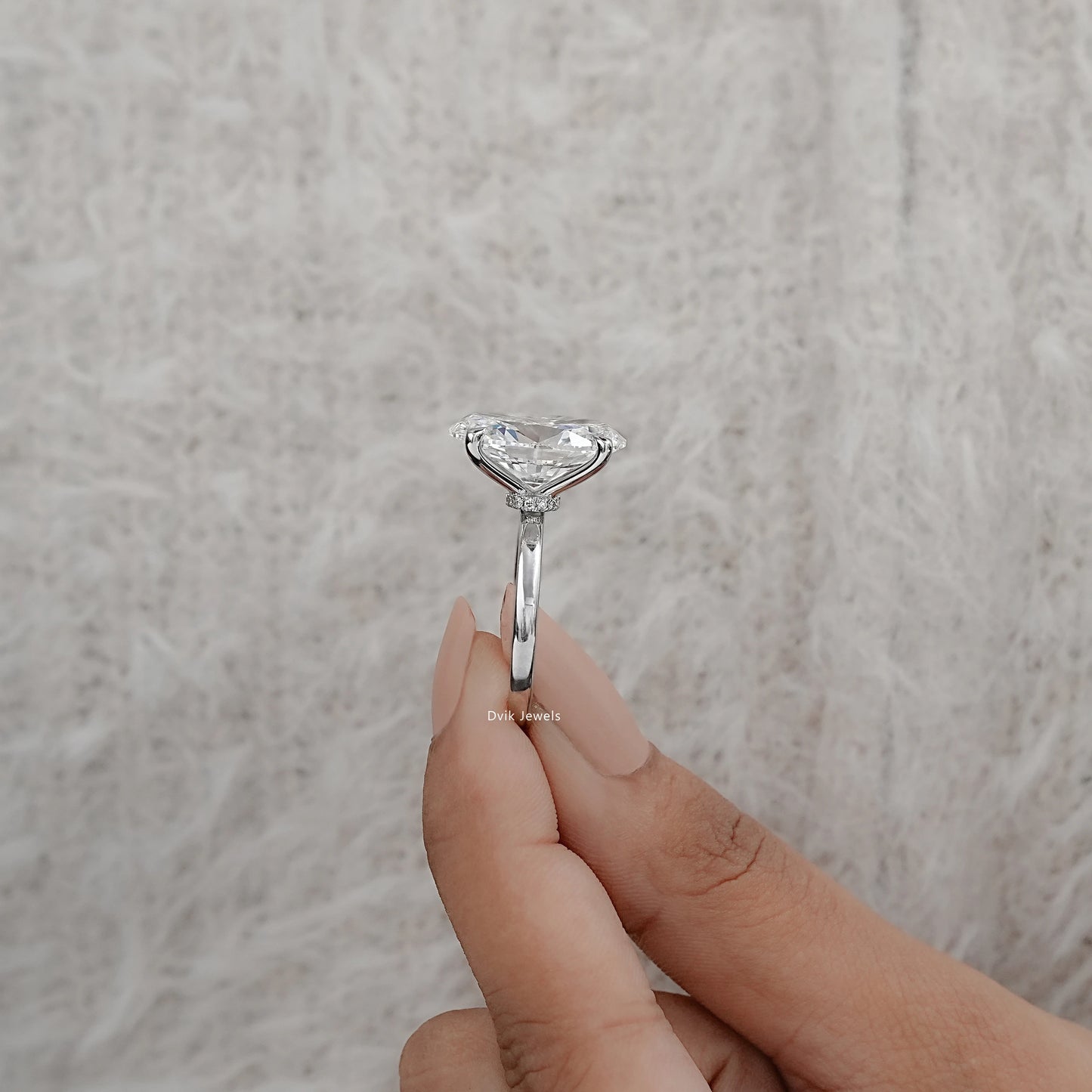 Oval Solitaire Hidden Halo Diamond Ring