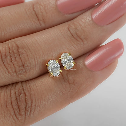 Oval Lab Grown Diamond Stud Earrings