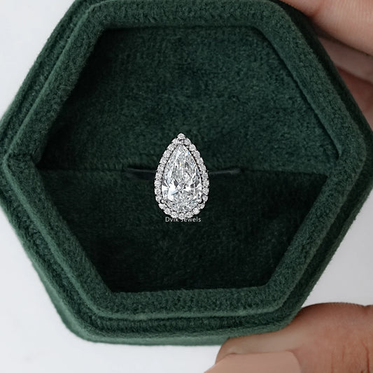Pear Halo solitaire Diamond Engagement Ring