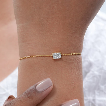 Lab Diamond Radiant Cut Solitaire Chain Bracelet