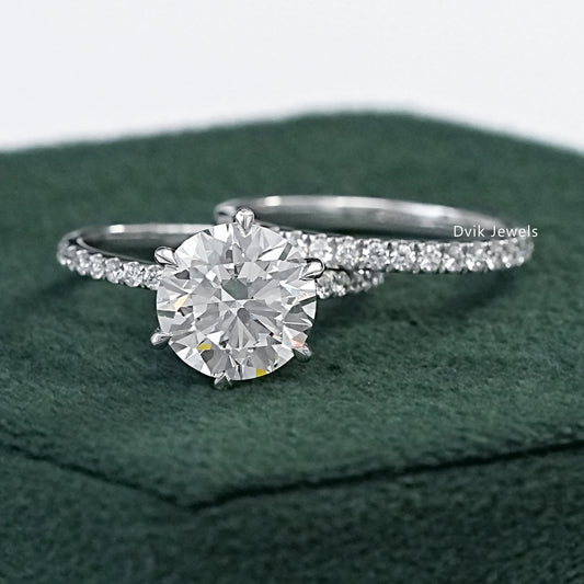 Round Cut Lab Diamond Bridal Ring Set