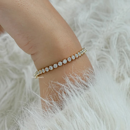 Bezel Set Round Lab Diamond Tennis Bracelet Bracelet