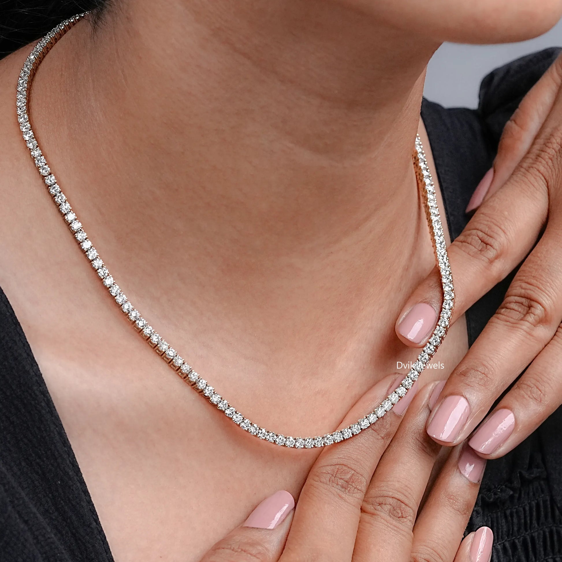 Brilliant Round Cut Lab Diamond Tennis Necklace Necklace