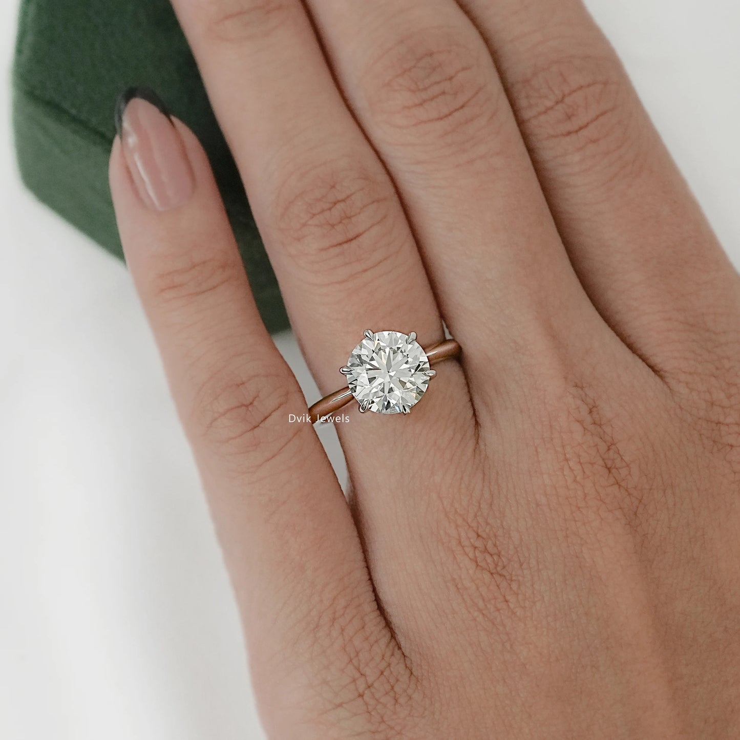 Round Cut Lab Diamond Solitaire Engagement Ring