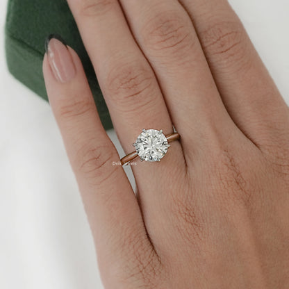 Round Cut Lab Diamond Solitaire Engagement Ring