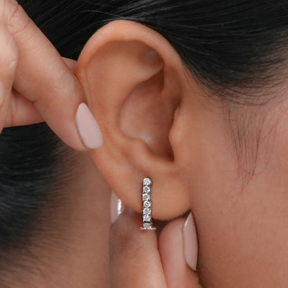 Round Cut Lab Diamond Bar Earrings