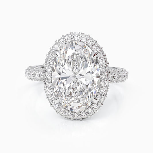 Brilliant Oval Cut Halo Diamond Engagement Ring