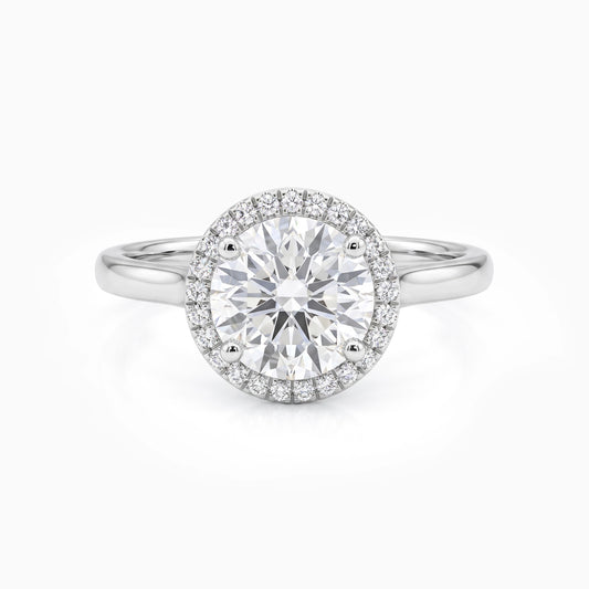 Brilliant Round-Cut Diamond Halo Solitaire Ring