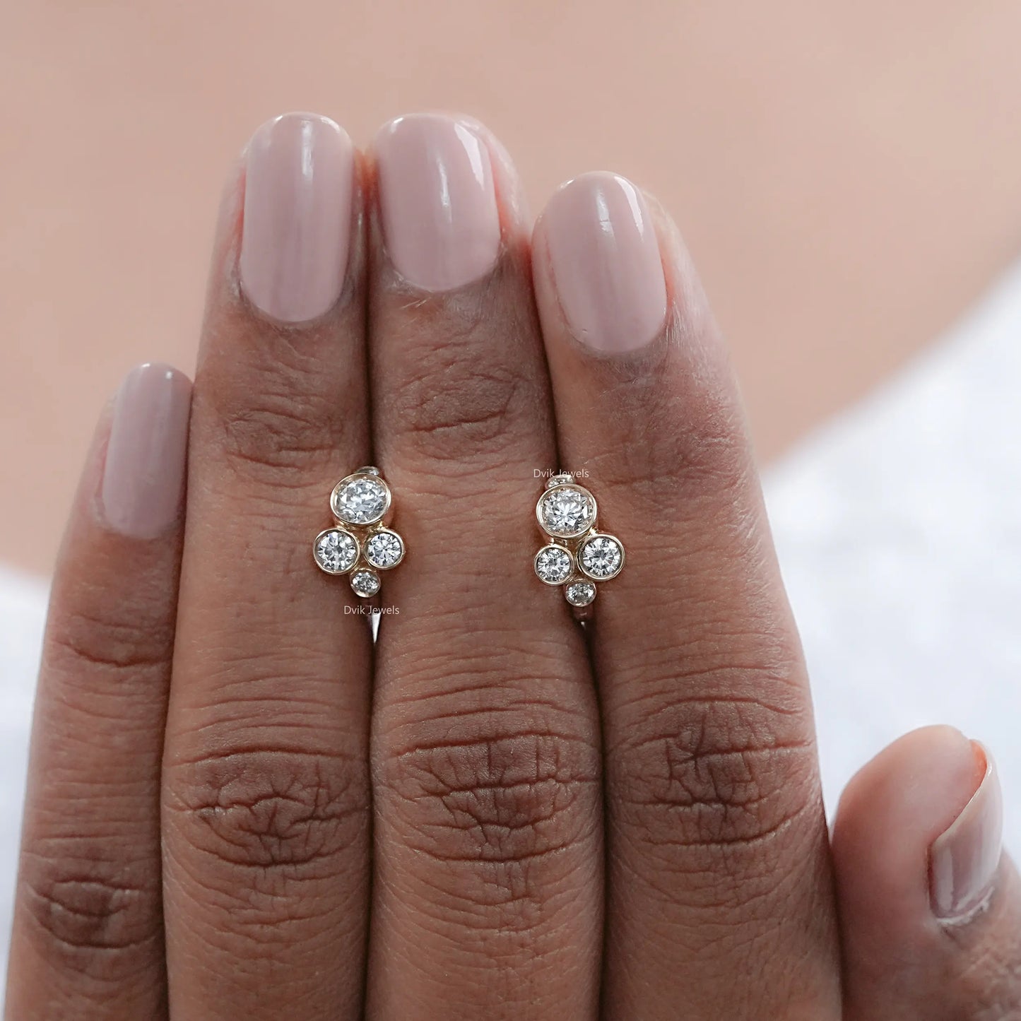 Bubble Style Round Cut Lab Diamond Huggie Earrings Earrings
