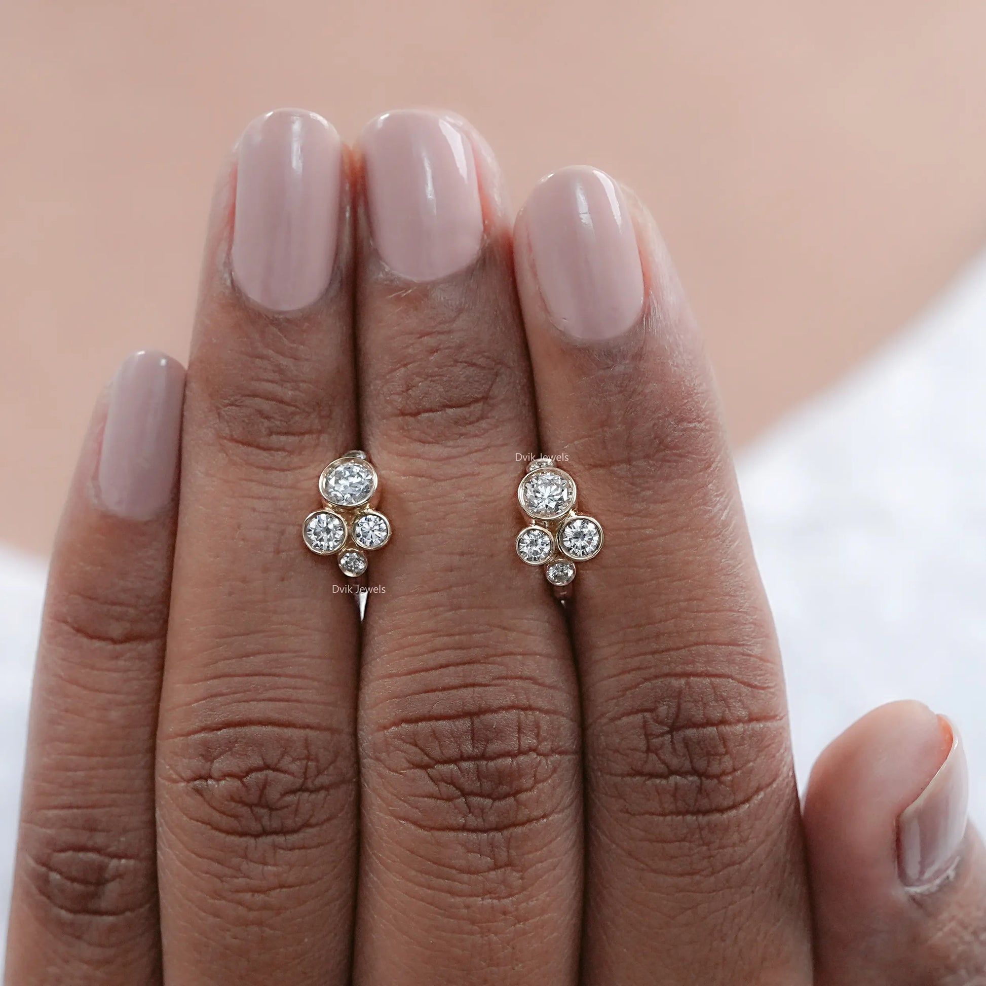 Bubble Style Round Cut Lab Diamond Huggie Earrings Earrings